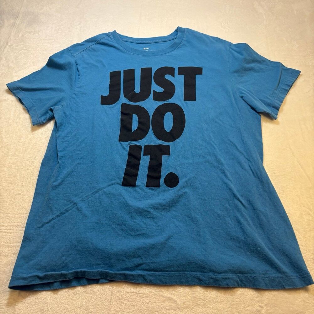 Nike Just Do It T Shirt Blue Graphic Tee Mens Large Athletic Logo